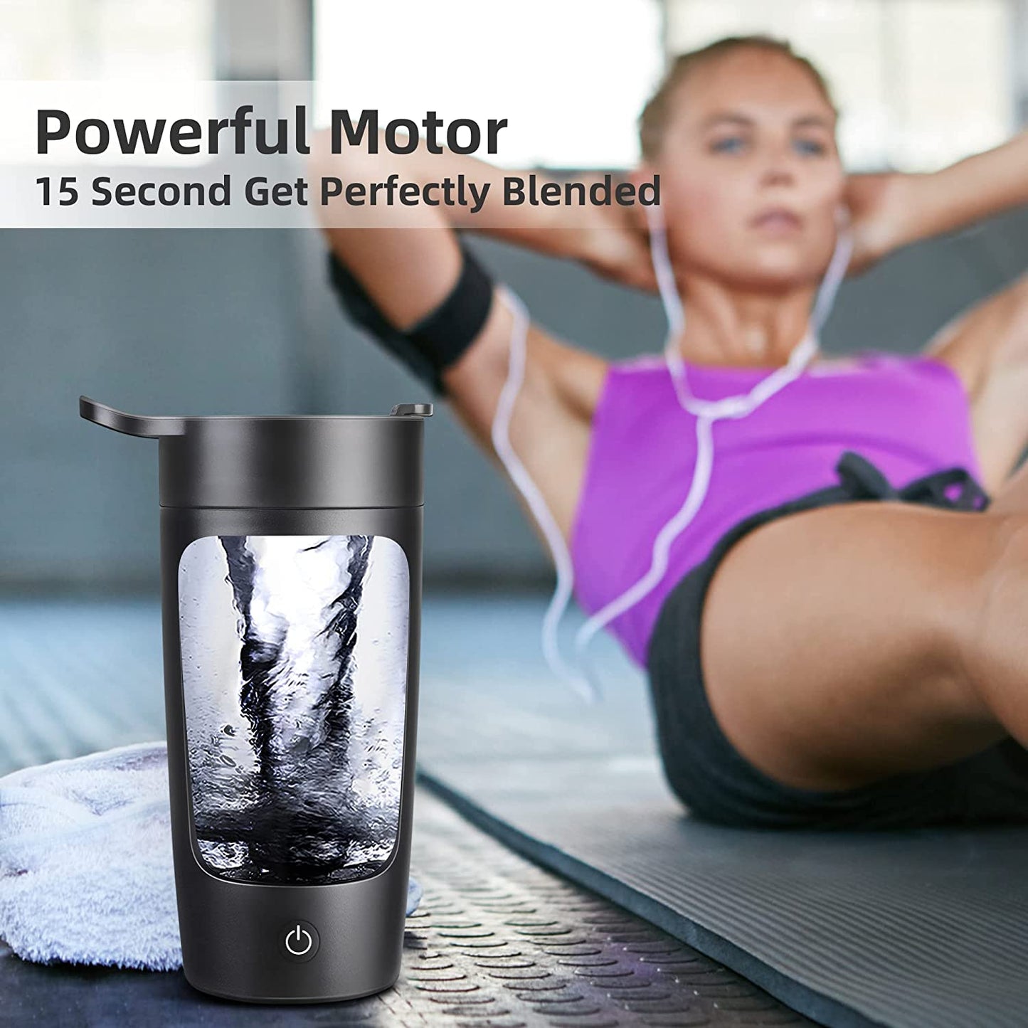 Electric Shaker Bottle, 22Oz Protein Mixer, Usb-Rechargeable, Black